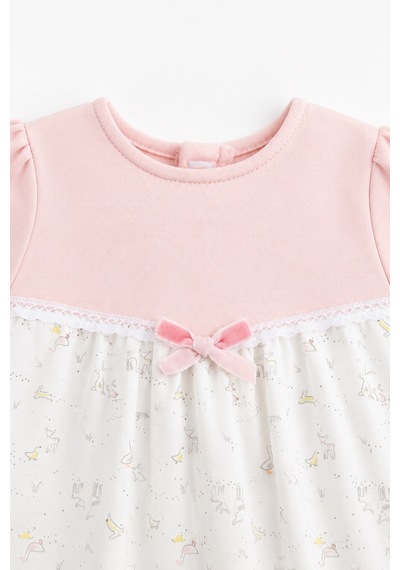 Babyhola Kız Çocuk %100 Pamuk Penye Elbise 15324 Pembe