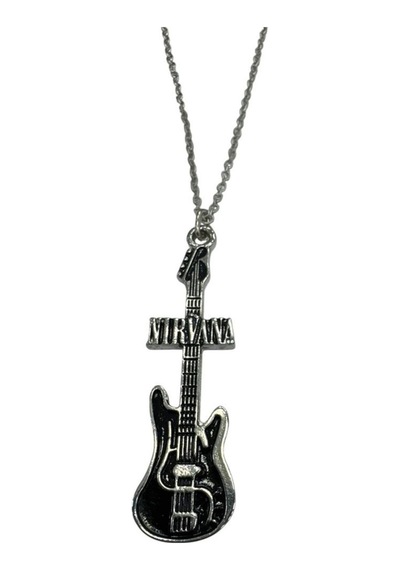 Nirvana Elektro Gitar Figürlü Zincir Kolye Unisex Rock Grunge Takı - 60 Cm Çok renkli