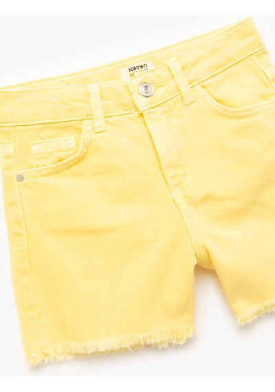 Koton Cep Detaylı Pamuklu Denim Şort Sarı 5skg40145ad Sarı
