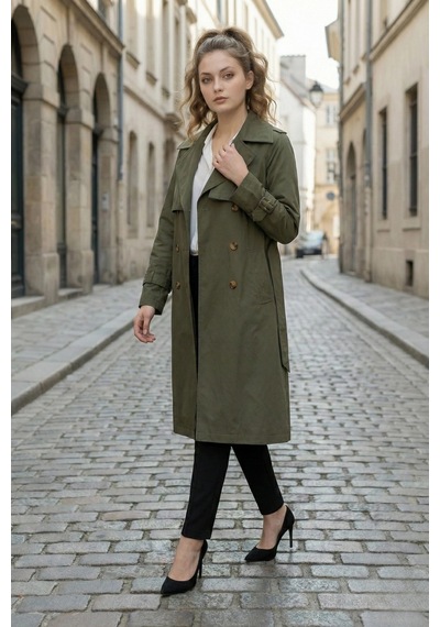 Pastelastore Pamuk Gabardin Uzun 110cm Astarlı Kemerli Kadın Trençkot 1111 Zeytin Yeşili Pastelastore Pamuk Gabardin Uzun 110cm Astarlı Kemerli Kadın Trençkot 1111 Zeytin Yeşili