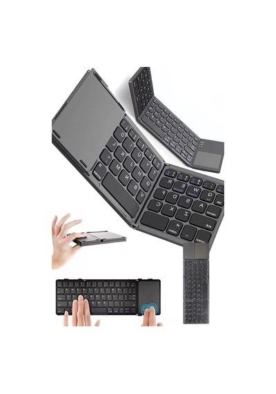 Kablosuz Bluetooth Bağlantılı Klavye Mouse Set 2in1 Katlanır Çanta Boy Klavye Seti Pc Telefon Tablet