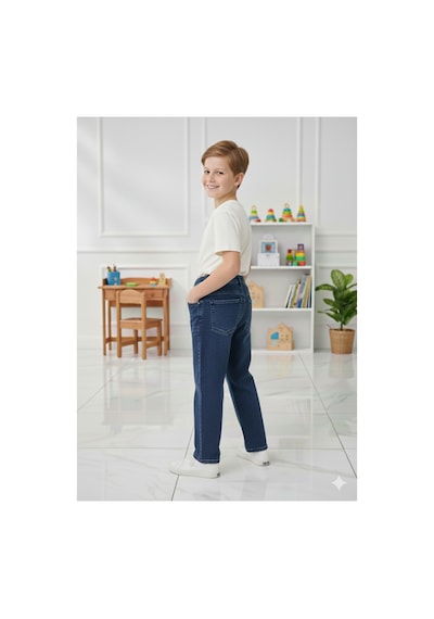 Erdem Kıds Erkek Çocuk Pamuklu Beli Lastikli Baggy Jean Pantolon Rahat Kalıp Geniş Bol Paça Kot Pantolon Koyu Mavi Koyu Mavi Erdem Kıds Erkek Çocuk Pamuklu Beli Lastikli Baggy Jean Pantolon Rahat Kalıp Geniş Bol Paça Kot Pantolon Koyu Mavi Koyu Mavi