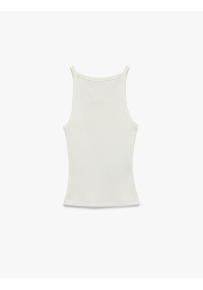 Koton Slim Fit Kolsuz Kayık Yaka Atlet Ekru 6sal30118ık