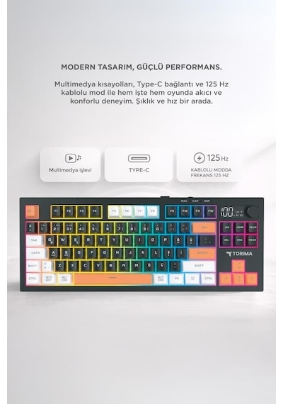 Özel Seri Çoklu Bağlantılı Rgb Işıklı Q Klavye Tk15 Siyah Yazı Masa Aydınlatmalı