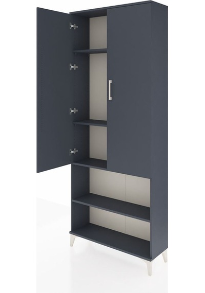 Arges Dolap 4 Raflı 2 Kapaklı 88x30x221 Antrasit-antrasit Antrasit