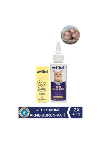 Veturel Kedi Köpek Yüz Pati Bakım Seti Doğal Nemlendirici Balm Stick Burun Dirsek Koruyucu Akne Gözyaşı