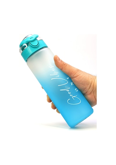 Su Matarası Tritan Geniş Ağız Su Şişesi Gradient Type Spor Matarası Suluğu Bpasız 630ml Turkuaz 0111