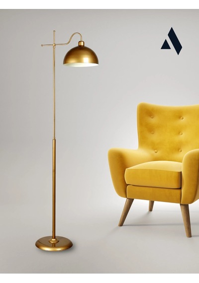 Glorea Metal Lambader Eskitme Gold & Beyaz Modern, Dekoratif Ve Zarif Yer Aydınlatması Gold