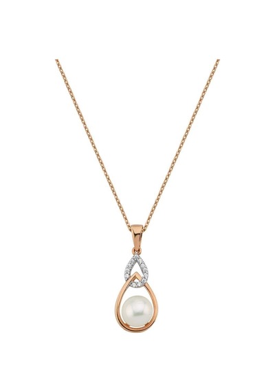 6,5 Mm Zirkon Taşlı Damla İçinde Doğal İnci Kolye Rose