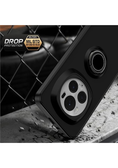 Honor Magic 6 Pro Uyumlu Kılıf Yüzüklü Standlı Extra Darbe Koruma Sert Silikon Kapak -lacivert Lacivert