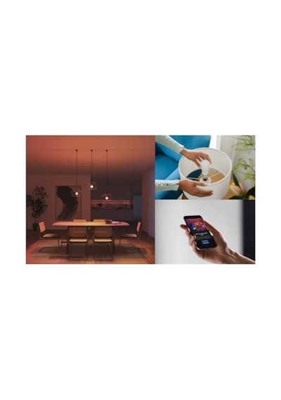 Philips Hue Essential 3'lü E27 Ampul Başlangıç Seti 806 Lumen - 15.000 Saat Ampul Kullanım Ömrü 10c