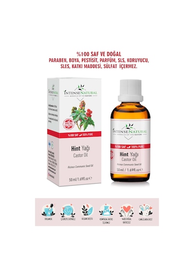 Intense Natural Hint Yağı Soğuk Sıkım Doğal Castor Carrier Oil 50 ML