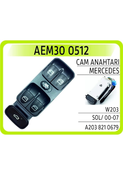 Aem Cam Anahtarı Mercedes W203 Sol/ 00-07 Aem30 0512 A2038210679