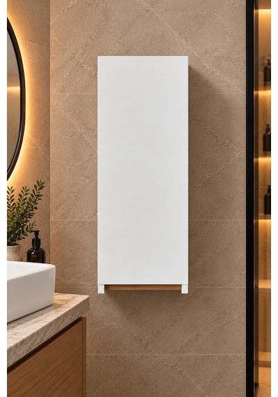 Sare Kapaklı Ayarlanabilir Raflı Banyo Dolabı Havlu Dolabı Atlantik Çam - Beyaz Sare Kapaklı Ayarlanabilir Raflı Banyo Dolabı Havlu Dolabı Atlantik Çam - Beyaz
