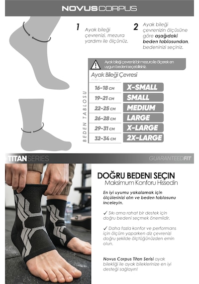 2'li Ortopedik Spor Ayak Bilekliği Unisex Spor Antrenman Gym Koşu Fitness Ayak Bileği Koruyucu - Titan Serisi