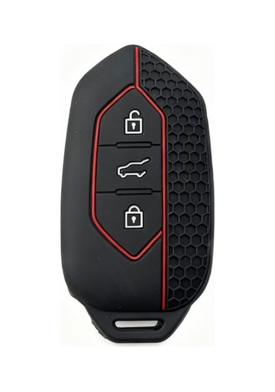 Gma Keys Togg T10x T10f 3 Tuşlu Smart Petek Desenli Koruma Anahtar Kılıfı Kırmızı Siyah Renk