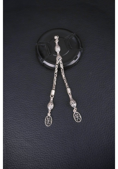 Encili Silver 925 Ayar Gümüş Çift Sallantılı Kral Zincir Venüs Uçlu Tesbih Püskülü