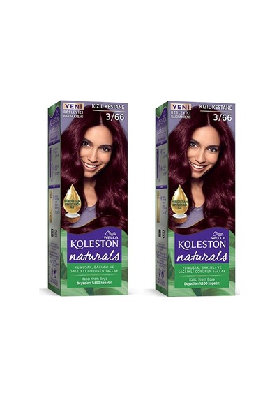 Hubrendy Tedarik Naturals Saç Boyası Kızıl Kestane 3/66 2x Paket