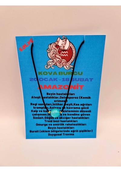 Sertifikalı Kova Burcu Amazonit Taşı Doğal Taş Kolye Çok REnkli