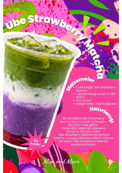 Ube Strawberry Matcha - Çilekli Superfood Ube Matcha Tozu 100 G