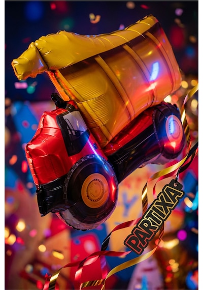 İnşaat Damperli Kamyon Folyo Balon 79x66 Cm İnşaat Temalı Çocuk Doğum Günü Parti Süsü Çok Renkli