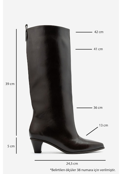 Luvi Shoes Chester Kahverengi Cilt Kadın Topuklu Çizme