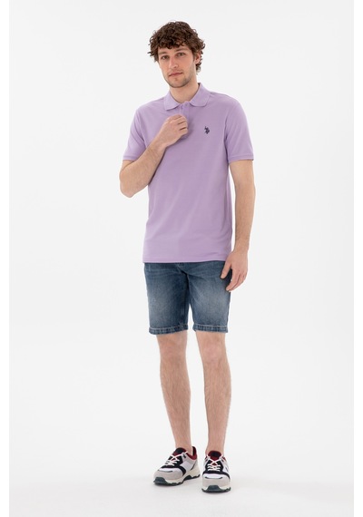 U.S. Polo Assn. Erkek Slim Fit Polo Yaka Lila Basic Tişört 50297984-VR034
