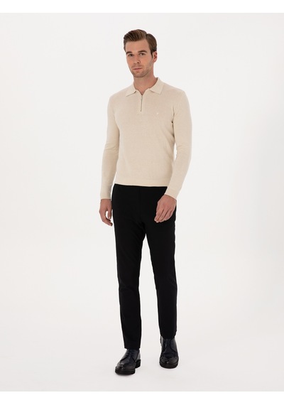 Cacharel Lacivert Slim Fit Basic Kanvas Pantolon