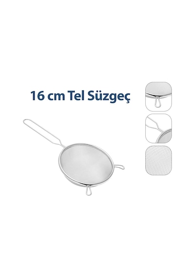 Enfa Enf-1296 Tel Süzgeç Metal Saplı 16cm Kulaklı Diğer