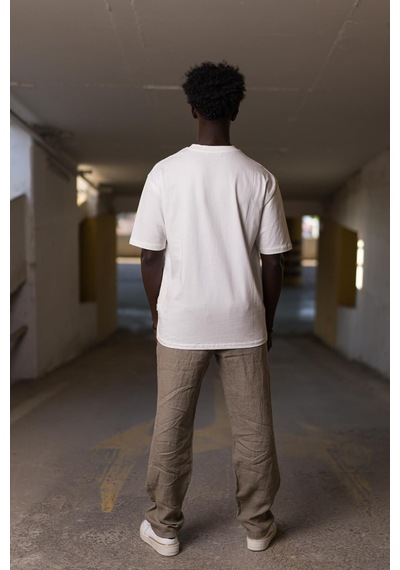 Bisiklet Yaka  Önü Baskılı Oversize Geniş Model T-shirt 001