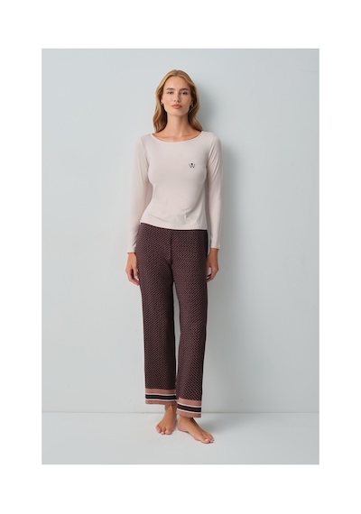 Suwen Monogram Pijama Takımı Wsh1051014391 Kahverengi