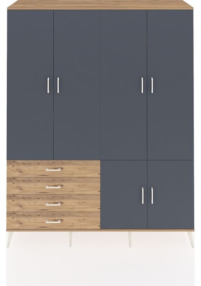 Hyperion Gardrop 7 Raflı 4 Çekmeceli Tek Askılı 176x44x221 Çam-antrasit/çam Antrasit/çam Hyperion Gardrop 7 Raflı 4 Çekmeceli Tek Askılı 176x44x221 Çam-antrasit/çam Antrasit/çam