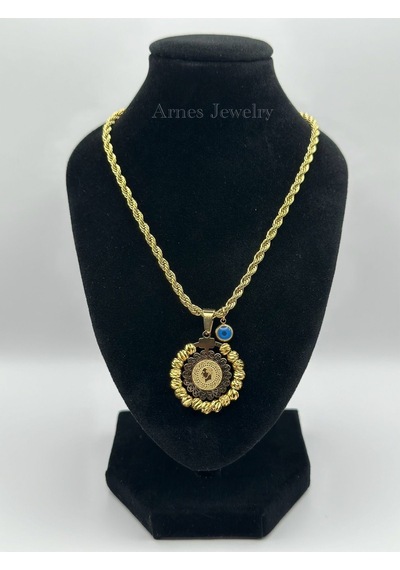 Arnes Jewelry Çelik Dorikalı Çeyrekli Kolye Gold