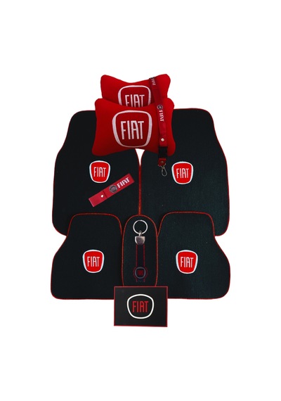 Fiat Siyah Oto Halı Paspas Fiat Kırmızı Seyahat Boyun Yastığı Araç Aksesuar