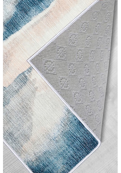 Rovigo Home Dijital Baskı Yıkanabilir Kaymaz Taban Salon Halısı Rvg0590 Mavi