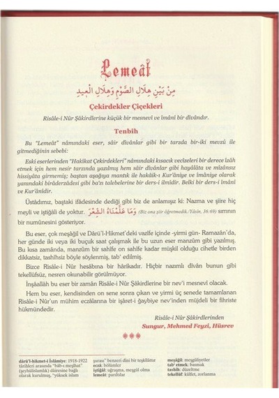Lemeat, Risalei Nur Külliyatından Orta Boy, Termo Cilt & Lüg...