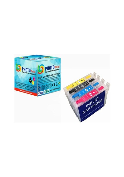 Photo Print Epson T0711 T0714 Uyumlu Kolay Dolan Kartuş 4 Renk
