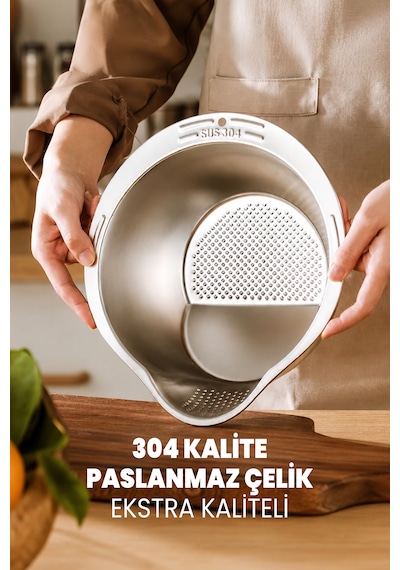 Yüksek Kalite Paslanmaz Çelik Pirinç Süzgeci - 304 Kalite - Ekstra Sağlam - Ömürlük Pirinç Süzgeç Krom