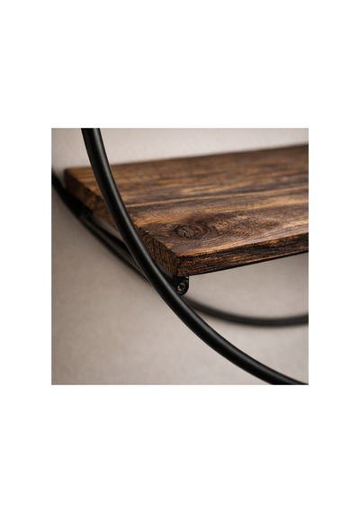 Luxury Wood 3 Katlı Metal Ahşap Çok Amaçlı Dekoratif Duvar Rafı 56x12cm Kahverengi