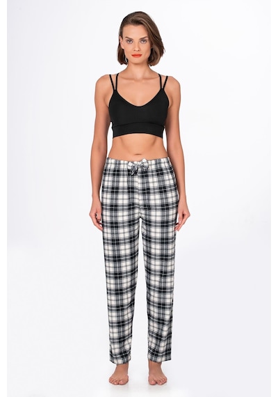 Kompedan Kadın Süet Siyah Kareli Pijama Tek Alt Desen 12