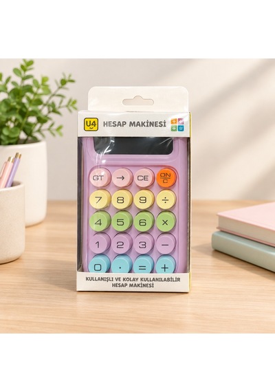 10 Haneli Pilli Hesap Makinesi Açık Pembe