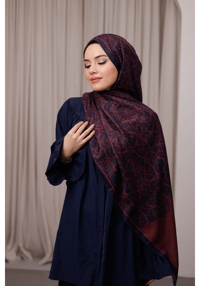 Mimiyum Nevra Desen Soft Şal Lacivert Bordo Çok Renkli