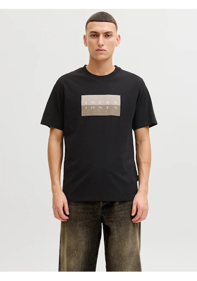 Jack & Jones Jack&jones Jcofusion Dots Print Tee Erkek T-shirt 12289863 Siyah