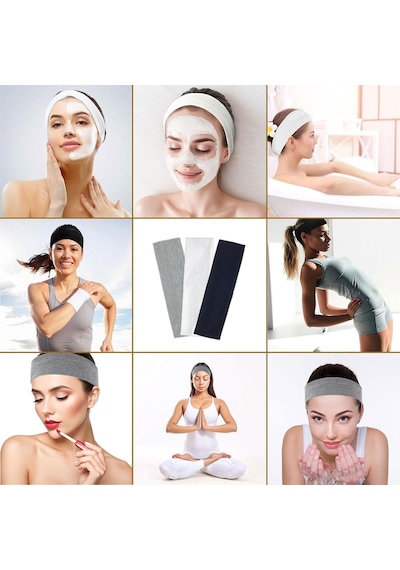 4'lü Saç Bandı - Elastik Kaymaz İnce Esnek Pamuk Emici Kadın Saç Bandı Bandana, Unisex Spa Koşu Dans Yoga Pilate Genel