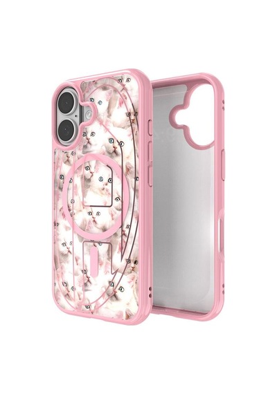Diesel Apple iPhone 17 Uyumlu Magsafe Destekli Oval D Kedi Desenli Kılıf - Pembe
