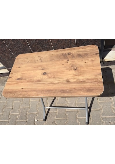 Sadeceonda Mermer Desenli Çam Katlanır Balkon Masası - 50x80 Cm