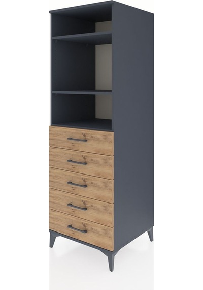 Kronos Dolap 3 Raflı 5 Çekmeceli 60x59x182 Antrasit-çam Antrasit Kronos Dolap 3 Raflı 5 Çekmeceli 60x59x182 Antrasit-çam Antrasit