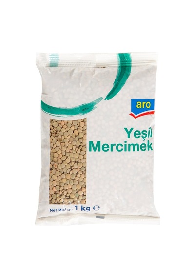 Aro Yeşil Mercimek 1 Kg - Yassı Şekilli, Az Nişastalı Bakliyat 2'li Ekonomik Paket - 2 Adet Tarı