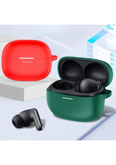 Xiaomi Redmi Buds 8 İle Uyumlu Silikon Kulaklık Kılıfı, Karabina Kancalı, Alt Şarj Kapağı Açılabilir, Darbe Emici Çizilme Önleyici Kaymaz Koruyucu Kulaklık Kılıfı Bebe Mavisi