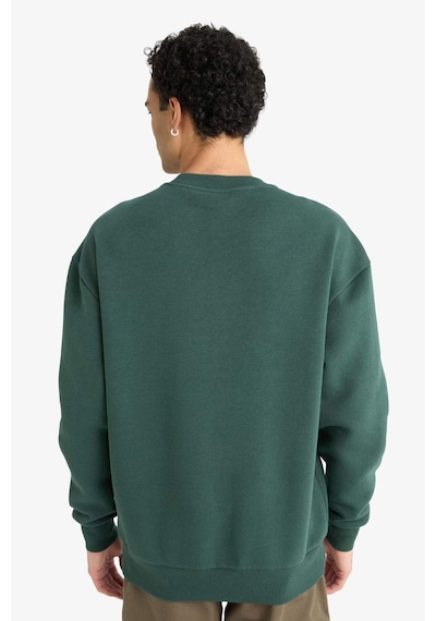 Defacto Boxy Fit Bisiklet Yaka Baskılı Sweatshirt X8282AZ24AUGN536 Yeşil